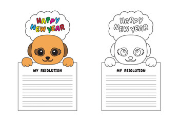 New Year Writing Resolution Craft Activity for Kids Animal Set Meerkat
