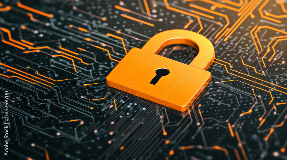 Leinwandbilder visual representation of cybersecurity digital lock icon and abstract technology background