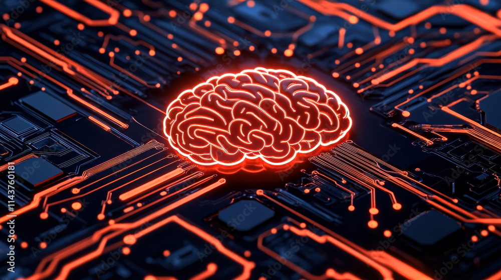 Leinwandbilder Exploring neural networks and ai technology in digital circuitry environments abstract view