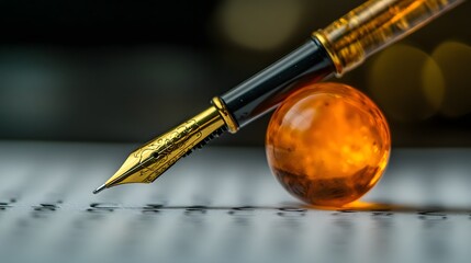 Close-up of a pen poised over a blank page ready to write the story of a new chapter