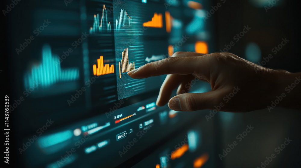 Poster digital workspace insights an infographic on data analysis in modern office technology blur backgrou