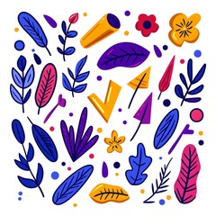 Abstract Illustration Featuring Diverse Elements of Nature and Flora