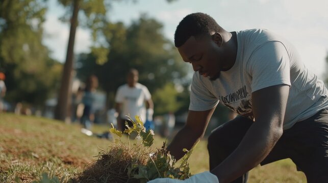 Community service event in Mississippi focused on landscaping and environmental care attended by local volunteers