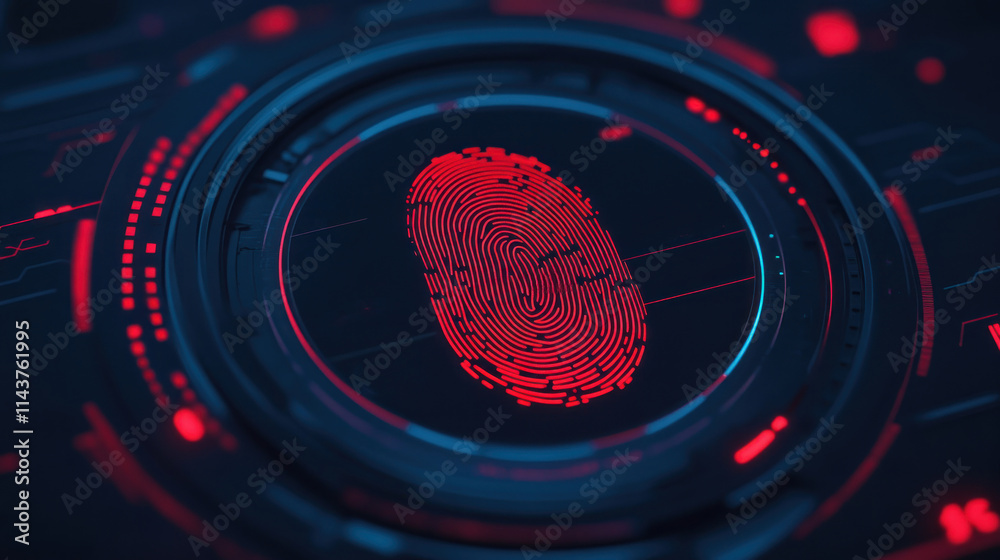 Aufkleber Digital fingerprint analysis event cybersecurity lab data visualization high-tech environment