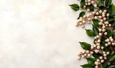 Artfully Arranged Beige Leaves on Light Background for Decoration