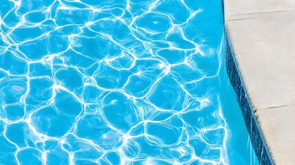 Bright Blue Water Texture in Sunlight Shimmering Over Pool Surface