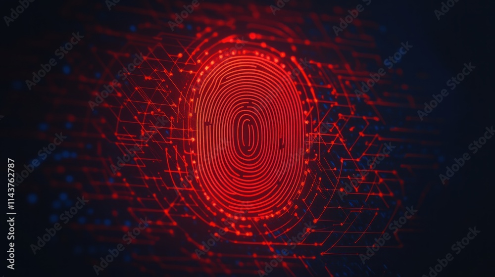 Poster Blur Background of Digital fingerprint security system cyber space graphic design abstract close-up technology