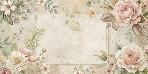 Elegant floral arrangement with a textured paper insert ideal for wedding invitations or other special announcements