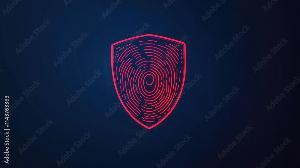 Poster securing digital identity with fingerprint technology cybersecurity solutions modern concept