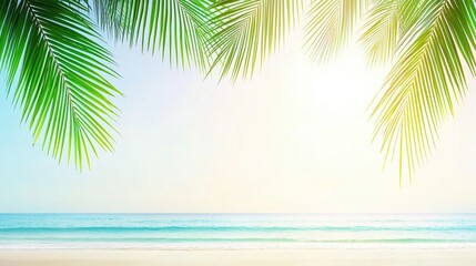 Obraz premium Relaxing beach scene with palm trees ocean view nature photography tropical environment