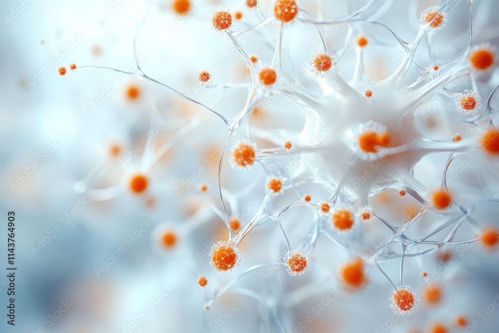 Poster a detailed abstract depiction of neural connections, showcasing intricate neuron structures with bri