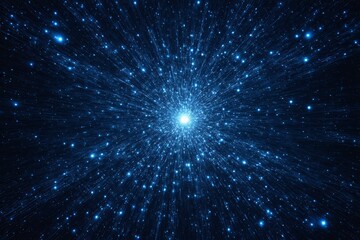 arafed image of a star filled sky with a blue star