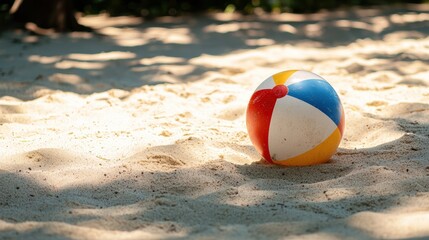 Beach ball on sandy shore tropical beach outdoor activity sunny environment close-up shot