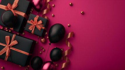 Obraz premium gift box with ribbon and balloons