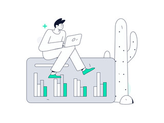 Flat vector illustration of business people operating work scene
