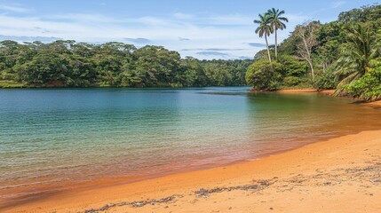 Fototapeta premium Exploring the tranquil beach and lush forest landscape tropical paradise nature photography