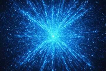 a close up of a blue star burst with a black background