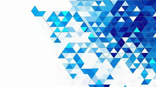 Abstract blue geometric pattern with triangles on a light background.