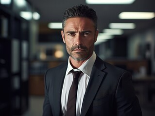 Naklejka premium Portrait Attractive hispanic young confident business man in business professional working office