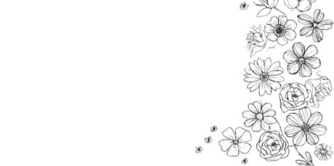 Vector white nature leaves minimal flowers and branches with leaves background. 