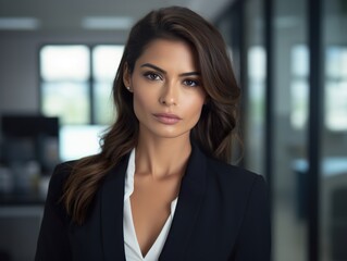 Obraz premium Portrait Attractive hispanic young confident business woman in business professional working office
