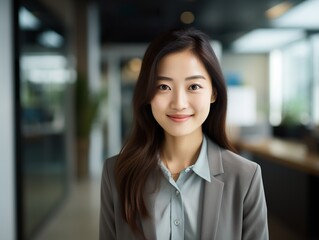 Obraz premium Portrait Attractive Asian young confident business woman in business professional working office