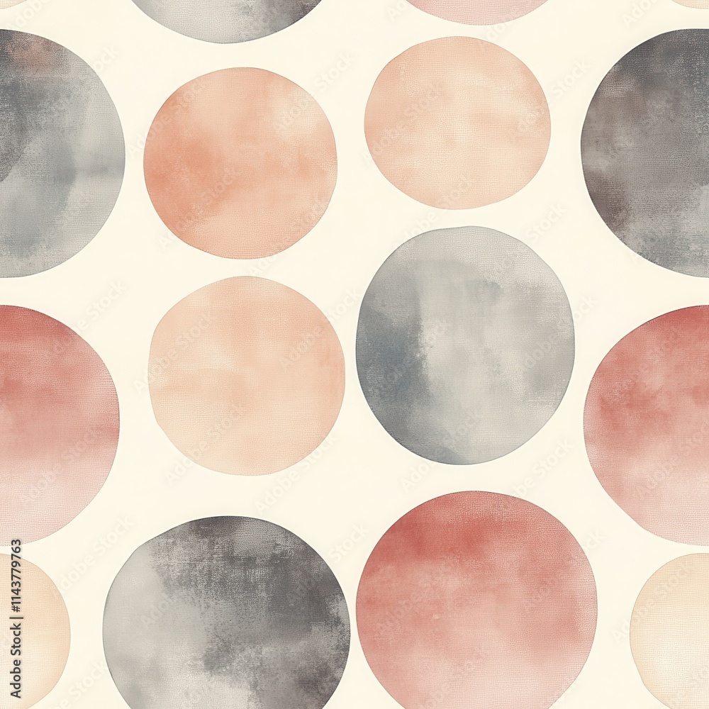 Fototapete a collection of soft muted watercolor circles in gentle tones on a light background, creating a soot