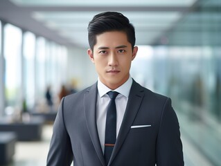 Portrait Attractive Asian young confident business man in business professional working office