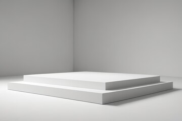 a close up of a white platform in a room with a wall
