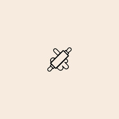 Rolling pin with dough line icon flat vector design.