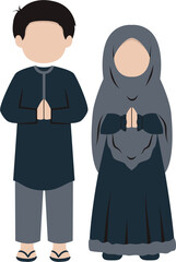 Muslim couple greeting illustration