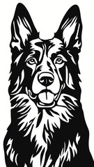 Minimalist Black and White German Shepherd Icon Vector Illustration Isolated