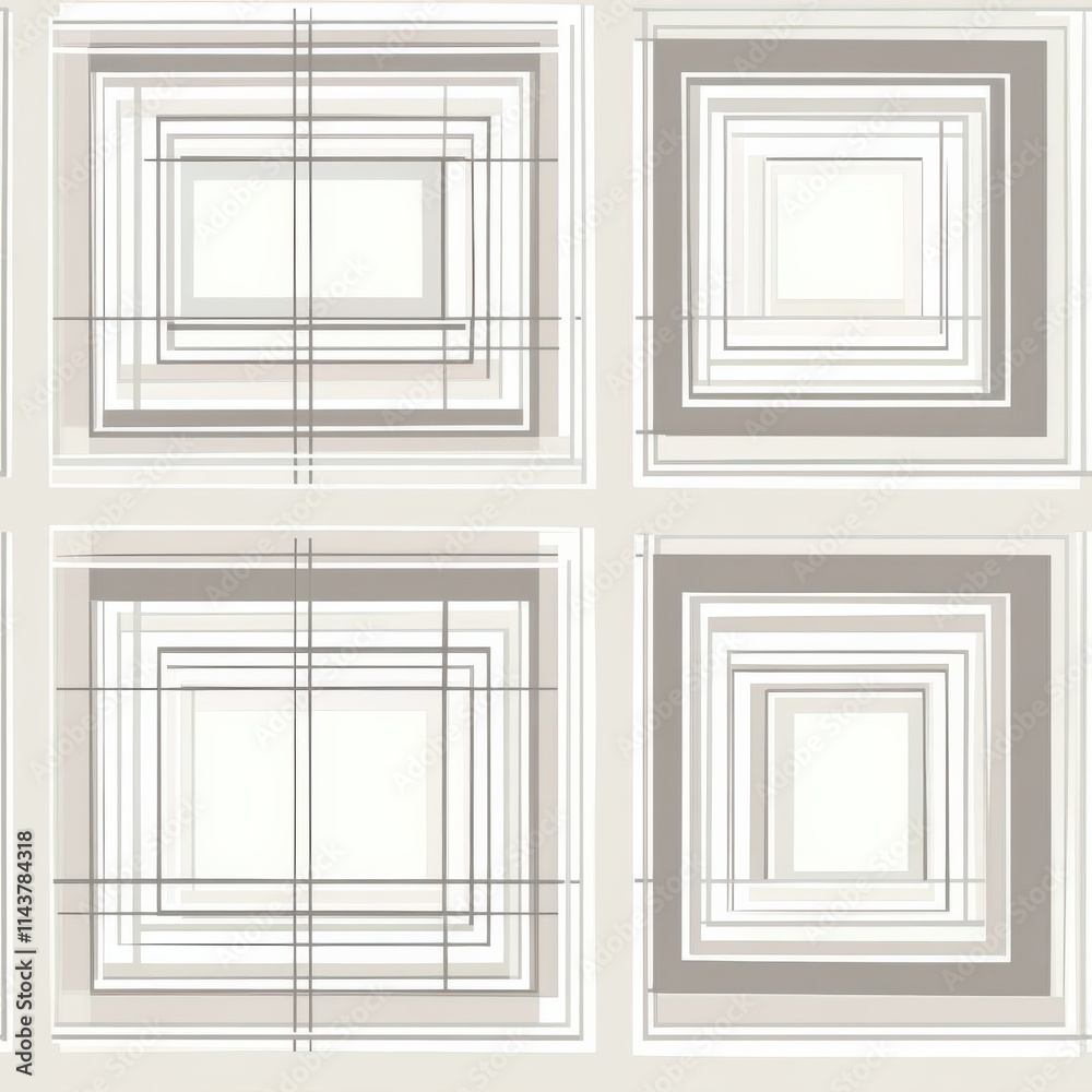 Poster A clean minimalist pattern featuring thin outlined squares in soft neutral tones, ideal for modern interior design projects and decor elements