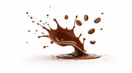 Coffee beans and coffee splash