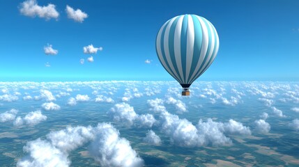 A hot air balloon soaring above a vast landscape symbolizing freedom and limitless potential in the sky