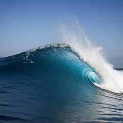 Blue ocean wave splashing,
