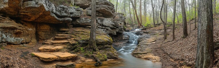 Obraz premium Exploring the serene beauty of Tishomingo State Park with tranquil waters and lush greenery