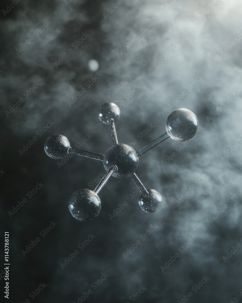 Poster Representation of a water molecule H2O demonstrating its atomic structure in a science-related context