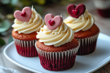 Delicious heart-shaped cupcakes for a sweet Valentine's Day celebration