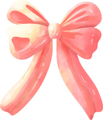 Watercolor Peach Pink Ribbon Bow