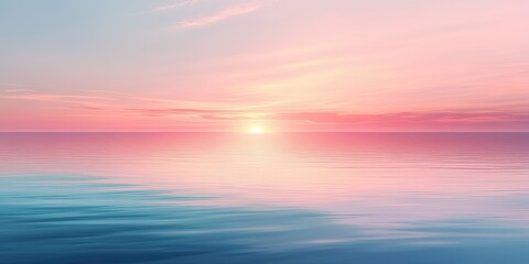 Obraz premium Serene sunset on the sea creates a stunning gradient sky, showcasing beautiful colors that reflect on the calm water. Experience the tranquil beauty of sunset on the sea with this captivating gradient