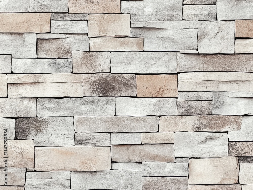 Poster Seamless texture of neutral stone bricks creating a strong industrial background for various design applications