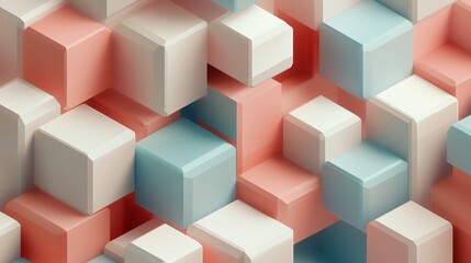 Obraz premium Colorful abstract blocks create a three-dimensional pattern in soft pastel hues, showcasing design and texture in a visually appealing arrangement