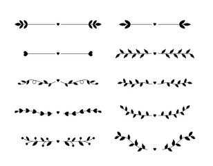 Hand Drawn Divider, Floral Borders Vector. Doodle dividers hand drawn line borders vector image Doodle Dividers Hand Drawn Line Borders Wedding Decoration Elements.
