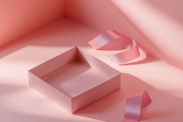 gift box floating lid pink background