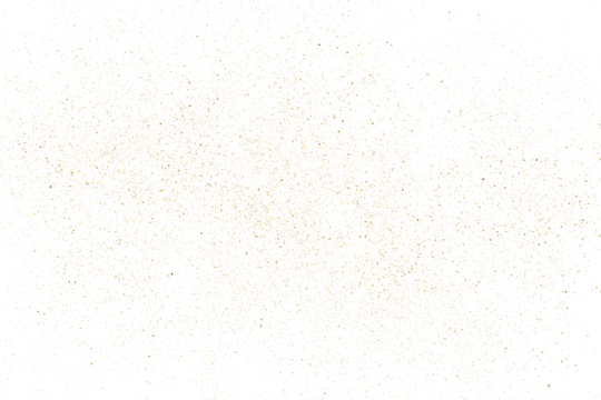 Gold texture pattern on transparent background. Old paper surface. Light golden confetti. Yellow Illustration backdrop. PNG design element.