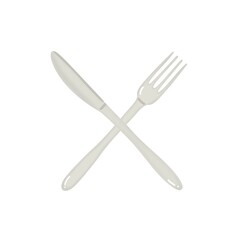 シンプルなナイフとフォークのイラスト　食器