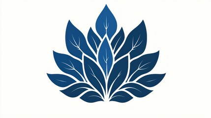 Fototapeta premium Abstract blue lotus flower design with leaf patterns.