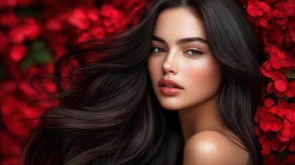 Fototapeta premium Captivating beauty amidst vibrant red flowers in a serene garden setting during golden hour