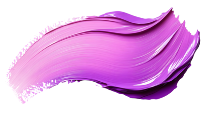 thick pink and purple acrylic oil paint brush stroke on transparent png background isolated